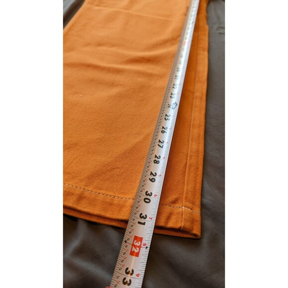 VTG CLENCH JEANS Orange Denim 36x32/31 Baggy Carpenter Wide Skater JNCO Style - Picture 8 of 13